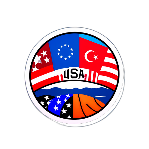 A sticker yenye bendera za Marekani na Türkiye zilizounganishwa