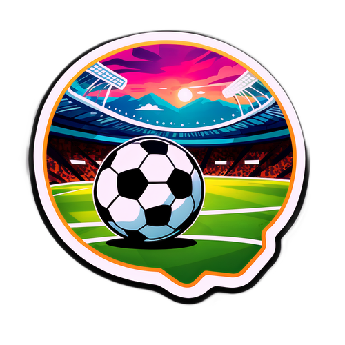 Sticker de balón de fútbol con estadio lleno
