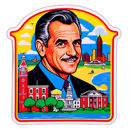 Vibrant Sticker of Jack Ciattarelli with New Jersey Landmarks