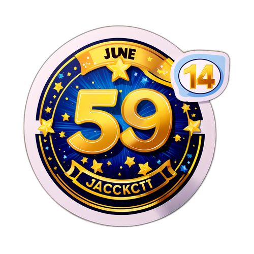 Sticker met een loterijticket met de datum 14 juni 2025