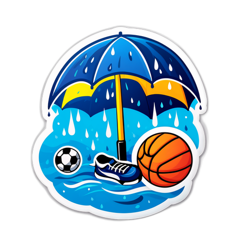 비 오는 날 스포츠 활동 스티커
