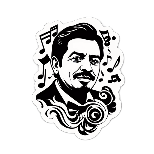 Sticker de Hernán López Muñoz con notas musicales