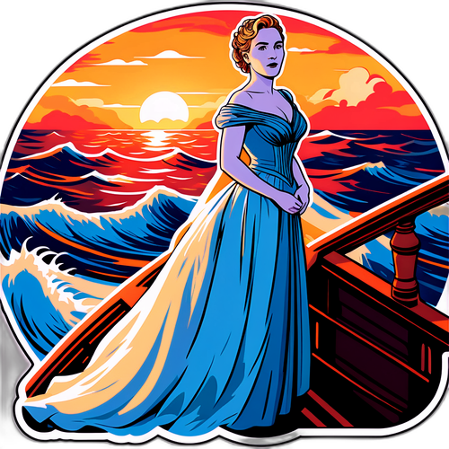 Elegant klistremerke av Kate Winslet på Titanic