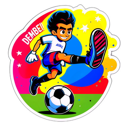 Ilustrație cu Denis Alibec driblând o minge de fotbal