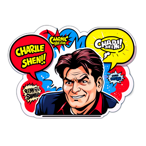 Nálepka s Charliem Sheenem v komiksovém stylu