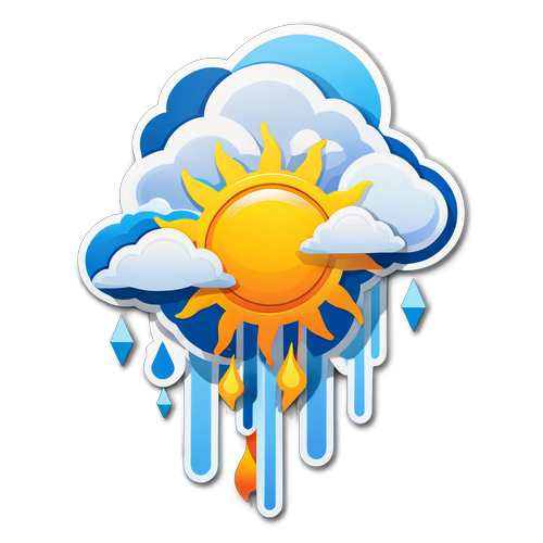 Wetter Aufkleber mit Sonne und Wolken