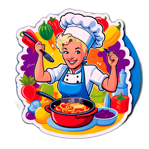 Stiker Ceria Chef Anne Burrell di Dapur Vibrant