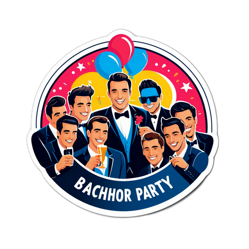 Design nálepky s tématem klasické rozlučky se svobodou