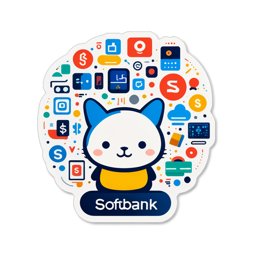 SoftBank Logo with Technology Icons Sticker