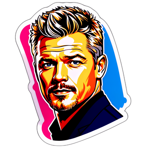 Sticker cu ilustrarea lui Eric Dane, în postura unui star de film