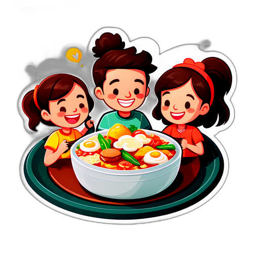 友達とCookpad料理を楽しむイラスト