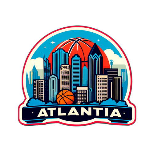 Arte gráfico del horizonte de Atlanta con un tratamiento retro