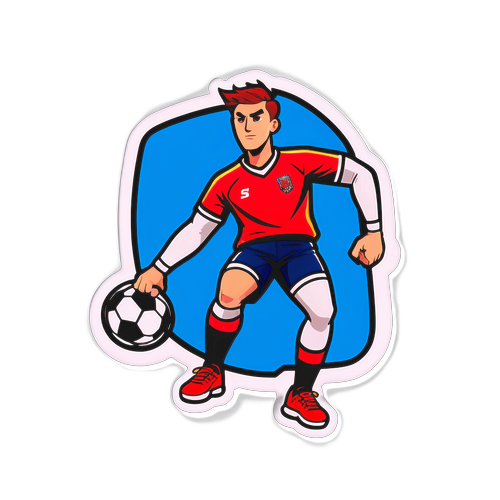 สติกเกอร์ออกแบบสไตล์การ์ตูนเกี่ยวกับการฝึกกีฬาฟุตบอล