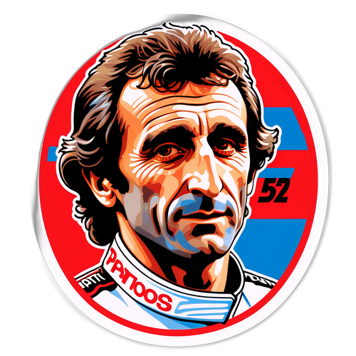 Autocollant vintage d'Alain Prost lors d'une course emblématique
