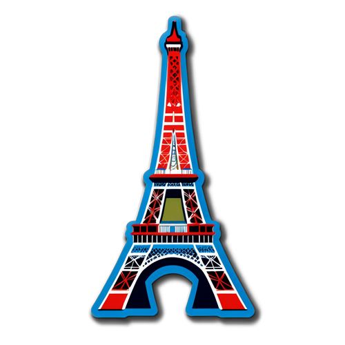 Sticker cu Turnul Eiffel și culorile PSG