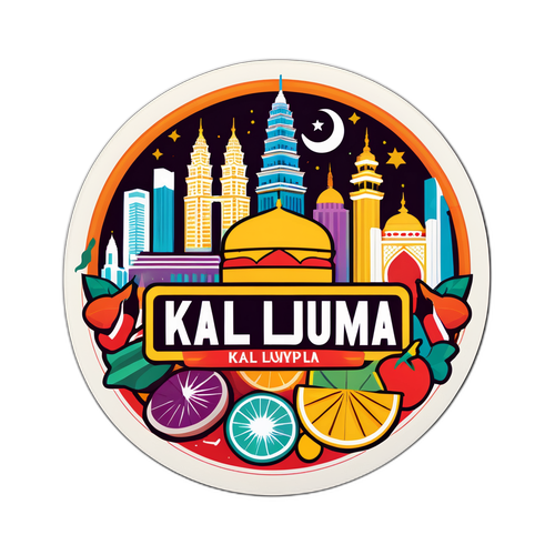 Kuala Lumpur'un Kültürel Sembolleri ve Sokak Lezzetleri Sticker Tasarımı