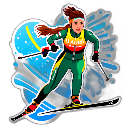 Dynamisk klistremerke av Laura Dahlmeier i skiskytterløp