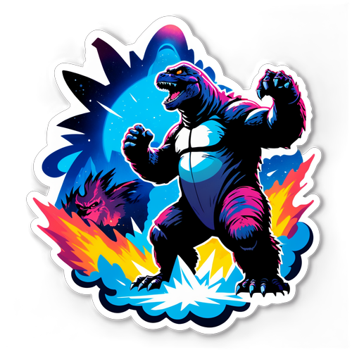 Stiker Godzilla dan Kong di Alam Kosmik