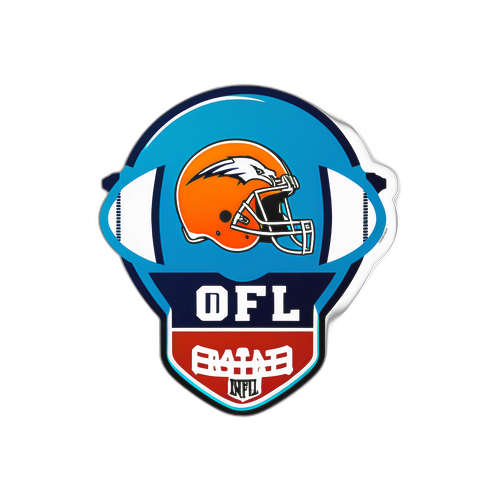 Stiker Dinamik NFL dengan Bola Sepak dan Gawang