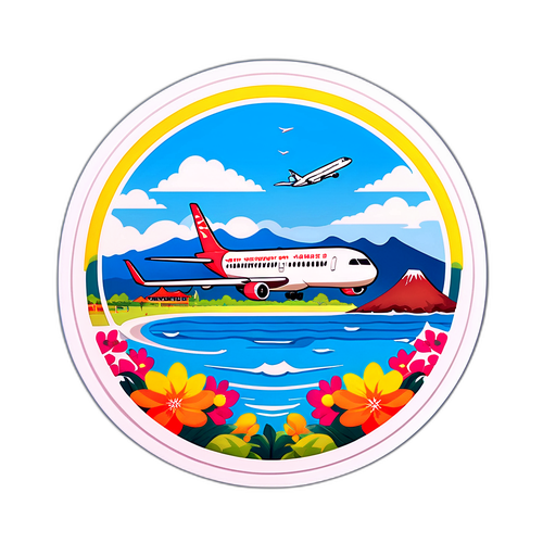 제주공항의 아름다운 풍경 스티커 디자인