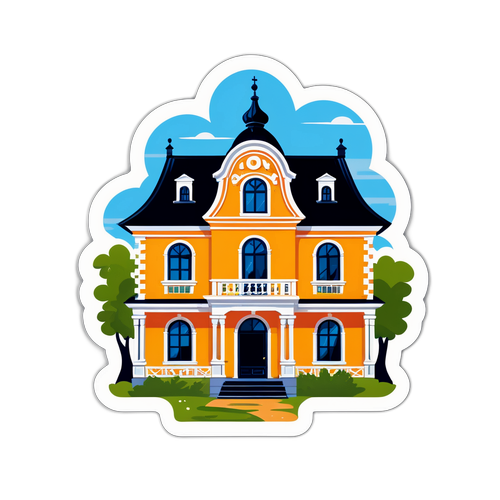 Стікер з зображенням старого будинку в Вільнянську