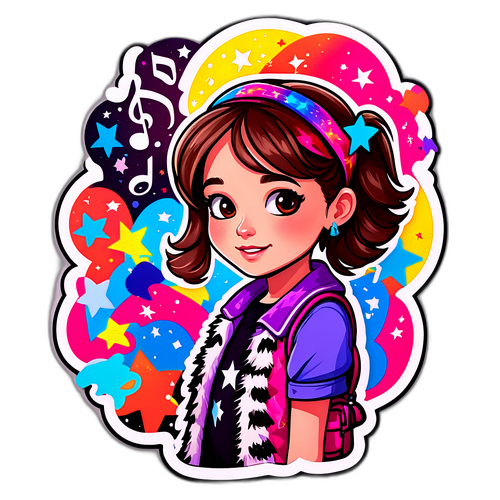 Кольоровий портрет Пайпер Рокелл з зірками та музичними нотами