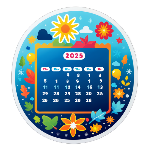 สติกเกอร์ปฏิทินปี 2025 กับธีมฤดูกาล