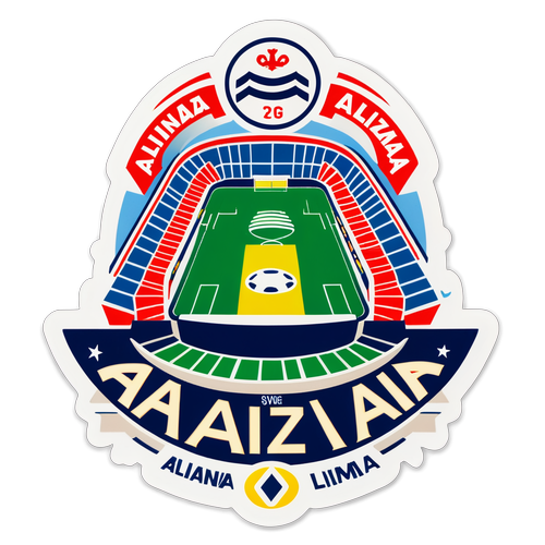 Ilustración del Estadio Nacional de Lima con letras que dicen "Alianza Lima, nuestro orgullo."