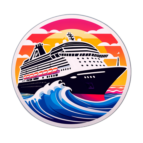 Sticker Elegante di una Nave da Crociera MSC al Tramonto