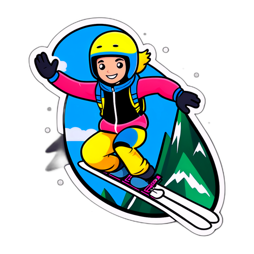 Ein Cartoon von Alex Vinatzer, der von einer Piste im Slalom springt