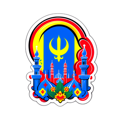 Креативний малюнок, який поєднує елементи Ірану та України