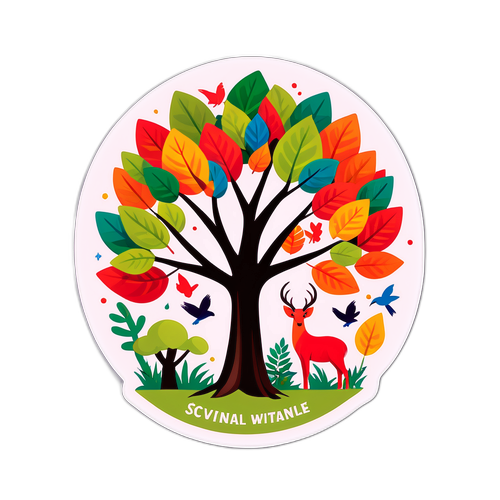 Eco-Friendly Tree Sticker with Wildlife