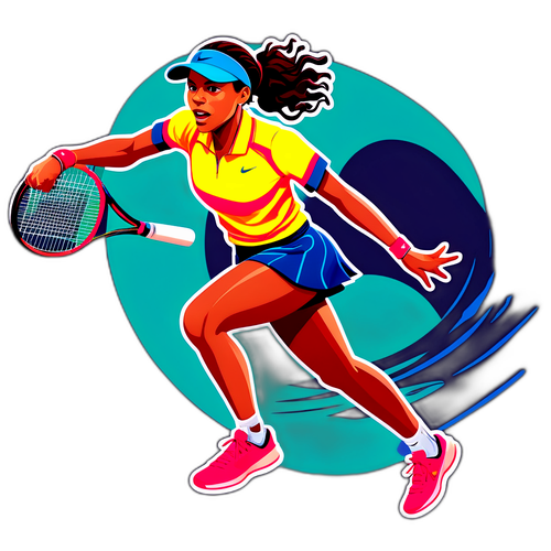 Isang Ilustrasyon ni Leylah Fernandez sa Kortex ng Tennis