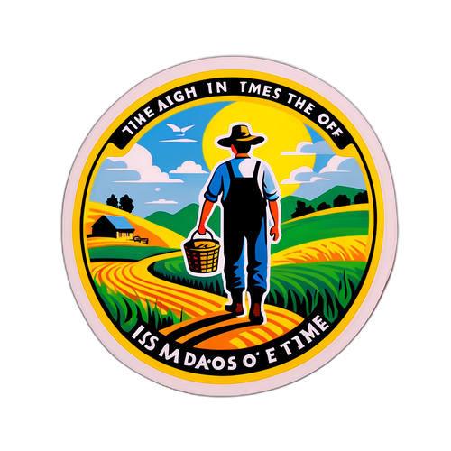 Sticker mit einem Bauernspruch: 'Licht und Schatten im Laufe der Zeit'