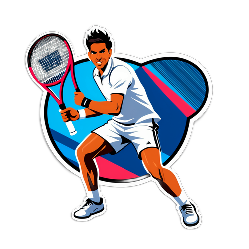 Autocolant cu Carlos Alcaraz jucând tenis