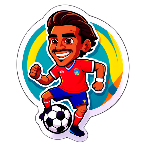 Ilustración de Ricardo Centurión con balón de fútbol