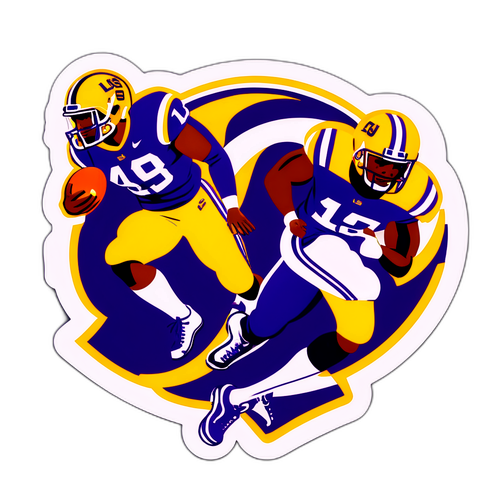 Dynamic LSU Football Players Sticker