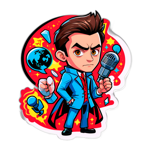 Sticker cartoon d'Aymeric Caron