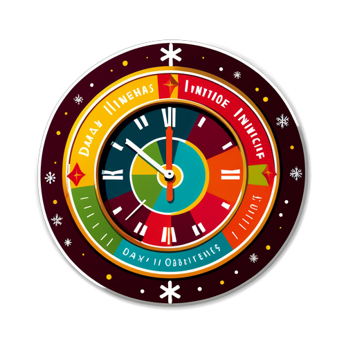 Reloj de diciembre 12 con colores festivos y la frase 'Día de los Inocentes'