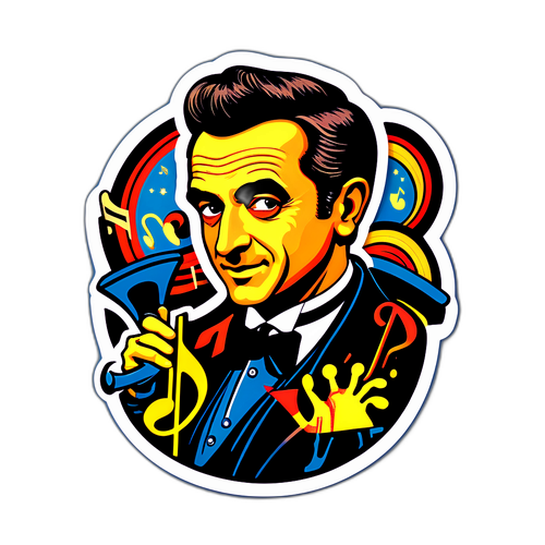 Nostalgischer Sticker mit Semino Rossi und Vintage-Musikelementen