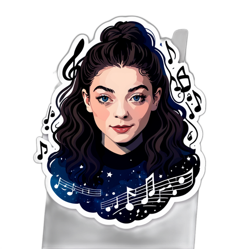 Sticker van Lorde met Abstracte Achtergrond