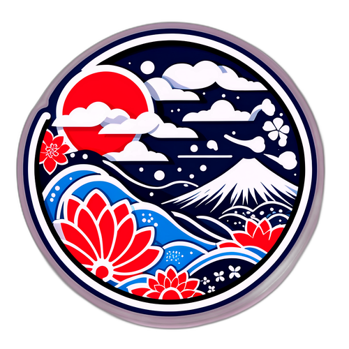 伝統的な日本の模様のシンプルなステッカー