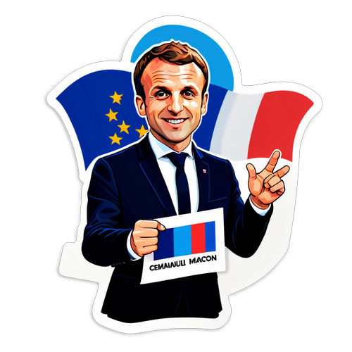 Sticker représentant Emmanuel Macron à l'Assemblée Nationale