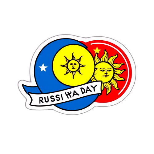 Солнечно-лунный стикер ко Дню России