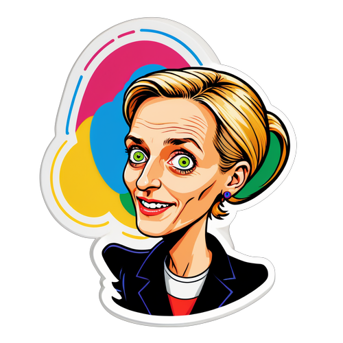 Witzige Cartoon von Alice Weidel mit einem politischen Slogan