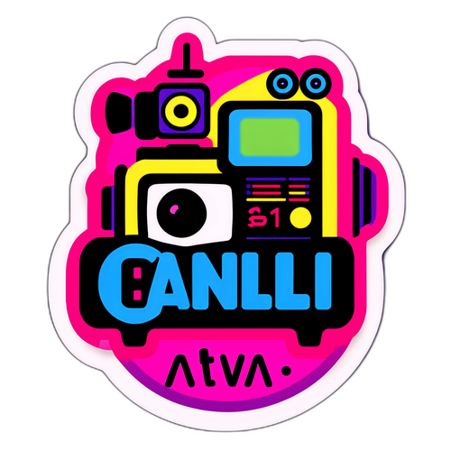 Neon-tema sticker af liv ATV Canli broadcast