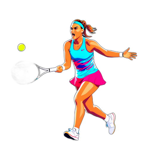 Conception dynamique de la joueuse Aryna Sabalenka sur le court de tennis