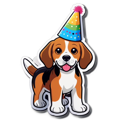 O Beagle Festivo que Vai Fazer Seu Evento Brilhar! Surpreenda Seus Amigos com Este Adesivo Irresistível!