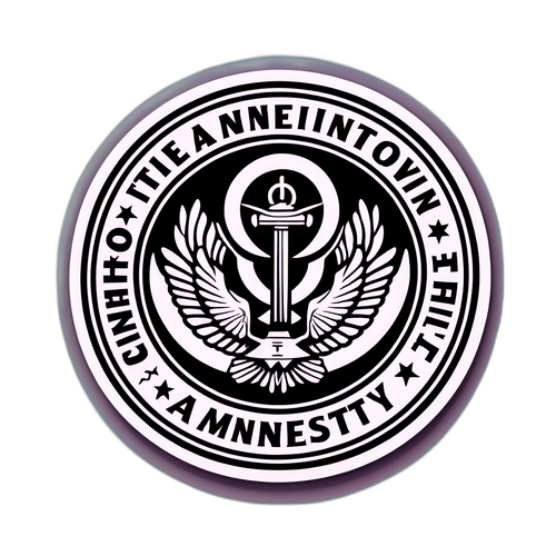 Графічний дизайн наліпки, що включає символічні елементи амністії