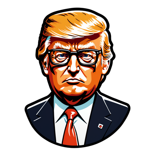 Портрет Дональда Трампа з чорними окулярами в ретро-стилі, підписаний "Лідерство чи Хаос?"